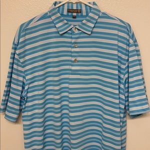 Peter Millar - Blue and white striped polo